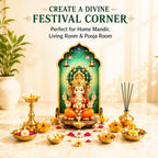 Ganpati Decoration Setup for Home, Premium MDF Ganesh Chaturthi Backdrop Stand, 1 Panel Traditional Mandap Decor for Pooja, Aarti, Festival & Housewarming, Suitable for up to 12 Inches Ganpati.