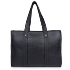 NUBUFF FASHION Womens croco Textured Shoulder Tote Bag (BLACK)