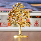 Metal Kalpavriksha Tree for Home Decor - Golden Wish Fulfilling Tree Metal Showpiece for Temple, Vastu, Office Table & Gifting Banyan (No 1 Golden)