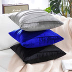 Khooti Velvet Striped Cushion Cover Pack of 1-14X14/36X36 Cm | Royal Blue | Soft Pillow Covers Cushion Case for Sofa Bedroom Living Room Chair Car, Cushion Cover with Zig Zag Pattern
