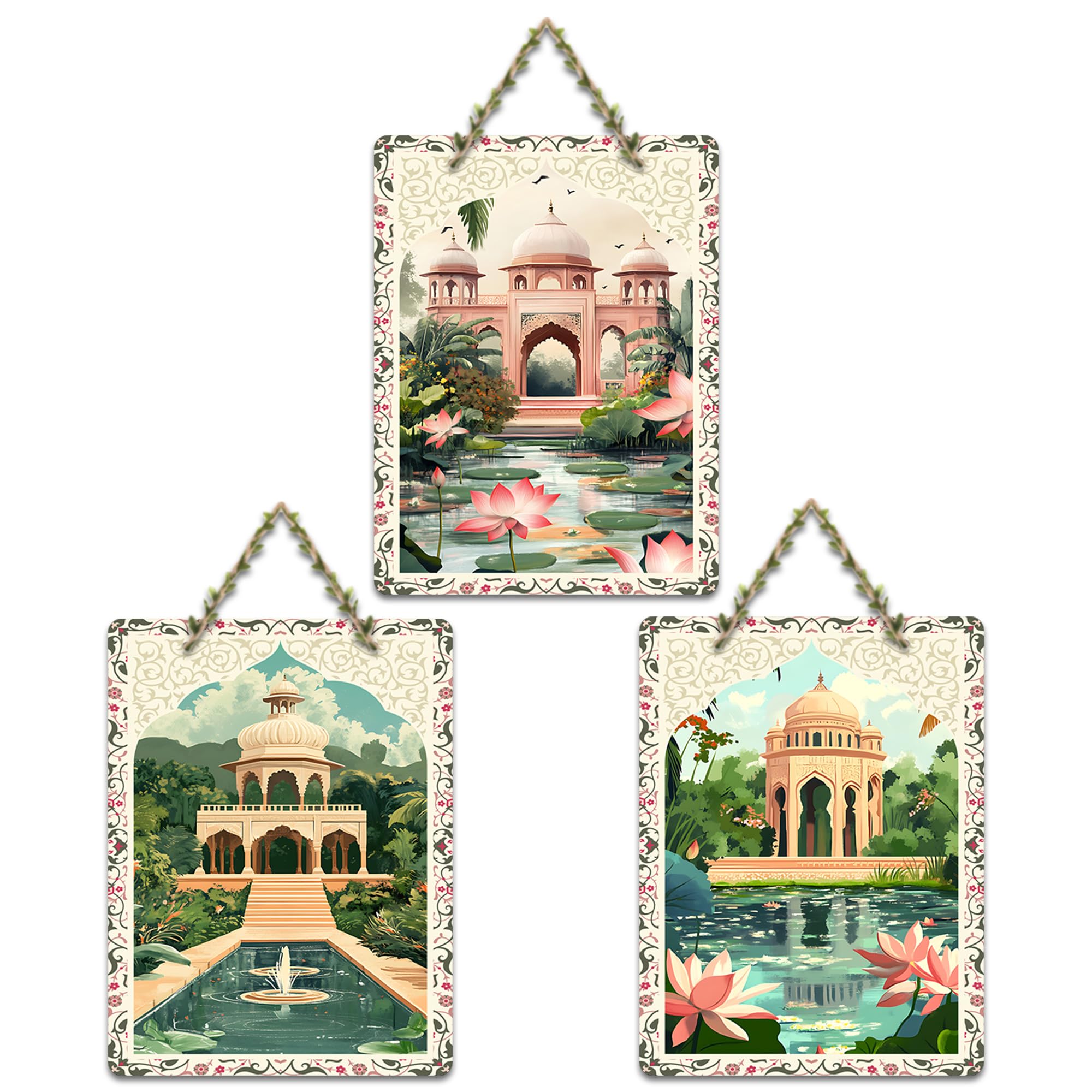 Artvibes Royal Tomb With Lotus Pond Art Wall Hanging Home Decorative Wall Art For Living Room | Bedroom | Gifts | Wall Hanger For Decoration | Modern Decor | Artwork | Wall Sculpture (WH_96187N)
