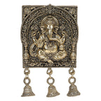 ARTVARKO Brass Ganesh Ganesha Wall Hanging Idol with Bells for Puja Gifting Entrance Home Decor 7 Inch