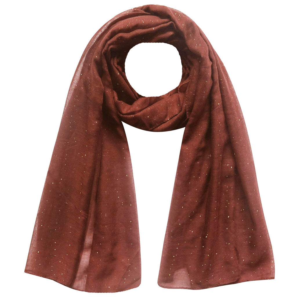 Lina & Lily Solid Shimmer Sparkle Glitters Sheer Maxi Shawl Head Scarf Hijab (#32 RUST)