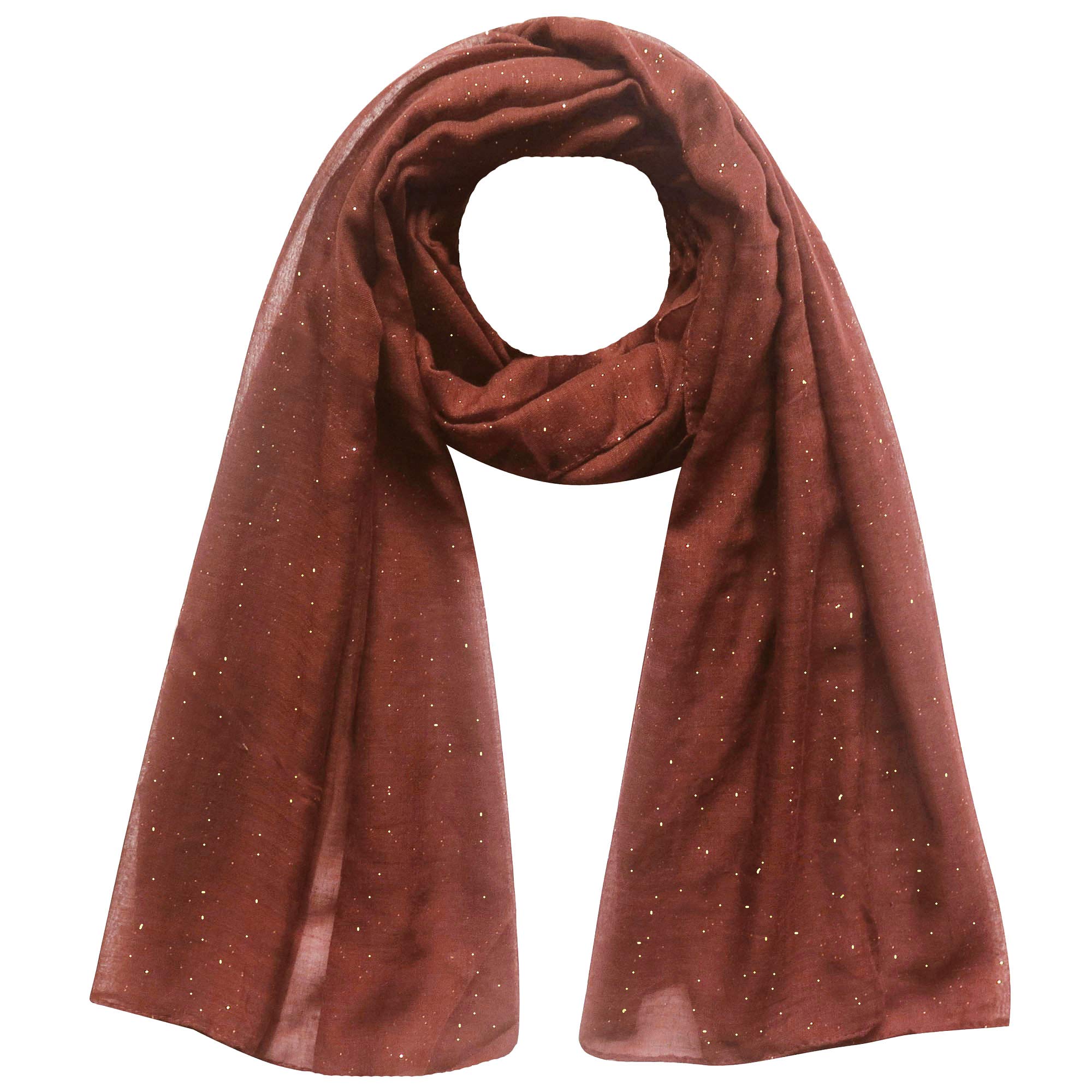 Lina & Lily Solid Shimmer Sparkle Glitters Sheer Maxi Shawl Head Scarf Hijab (#32 RUST)