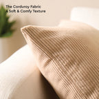 Encasa XO Corduroy Cushion Covers, No Inserts, Set of 2, Beige