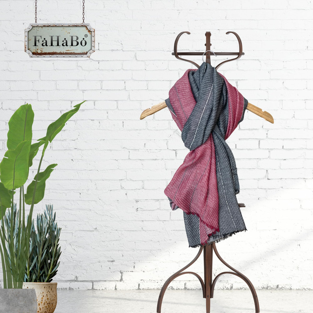 FAHABO Scarf for Women Stylish Pleated Cotton with Woven Border | Hijab Scarf | Stole | Soft, Lightweight, and Latest Scarves | 77 x 33 Inches (Red and Grey)