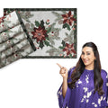 HOKIPO Cotton Jacquard Dining Table Mat, Set of 6 Placemats (12x18 Inches) (IN-530-D1*6) White Floral Kafalo