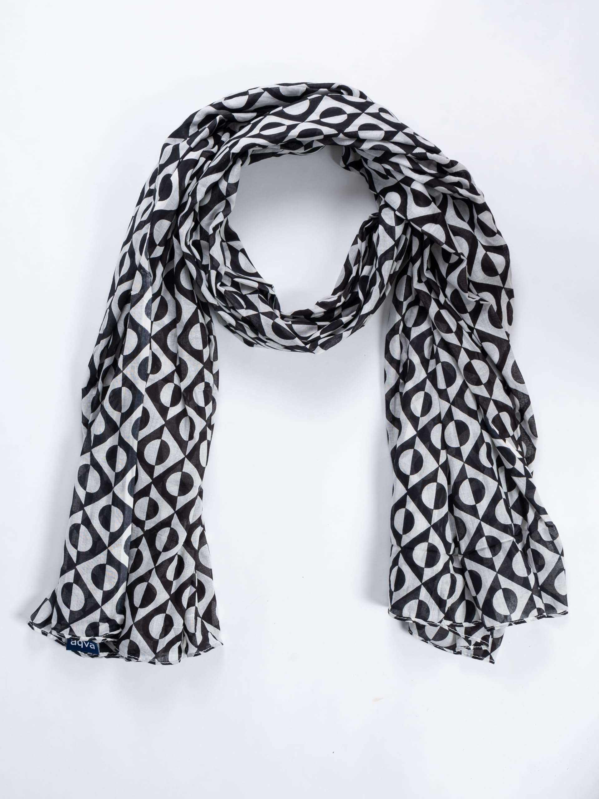 AQVA Printed Cotton Scarf for Women Stylish (Eclipse Black) | Head and Face Cover Scarf for Girls with 100% Cotton | Soft & Lightweight Scarves/Stoles for all Weather (72 x 43 in)