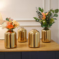 BEHOMA Metal Flower Vase Set of 4, Gold