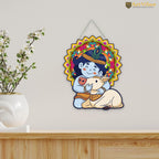 Artvibes Bal Krishna with Cow Wall And Door Hanging for Home Decoration | Religious Wall Art | Spiritual Decor Items | Wall Poster | Artwork| Stylish Modern Decor Item | Gift Items (WH_8604N)