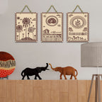 Artvibes Warli Village Life Home Decorative Wall Art MDF Wooden Wall Hanger for Living Room | Art For Wall | Wall Sculpture | Signs & Plaques | Aesthetic Wooden Decor | Gift Items (WH_9626N), Set of 3