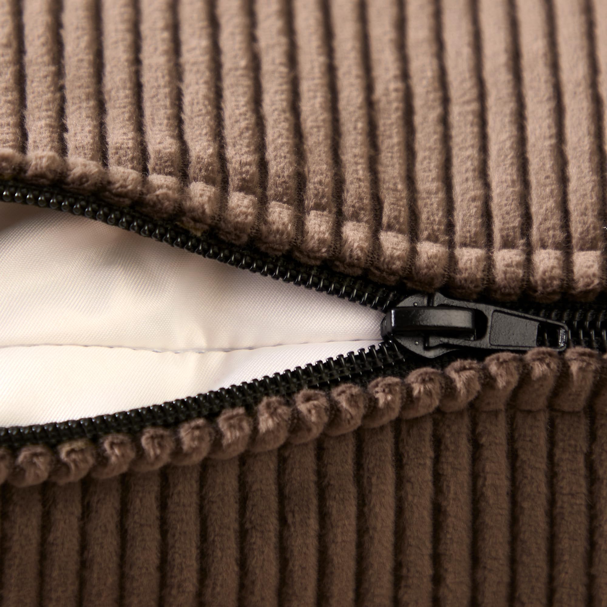 Encasa XO Corduroy Cushion Covers, No Inserts, Set of 2, Coffee