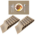 Lellow Woven Vinyl Stylish Washable Dining Table Placemats - (Peanut Brown, Pack of 12) Kafalo