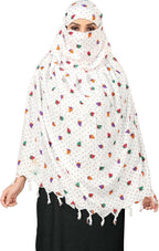 Sclout Soft Cotton Breathable Sun Protection Scarf Dupatta Usable for vehicle Driver | White Printed Design Stoles | Universal Size | For Girl & Women | Light Weight (Scarf - Strawberry)