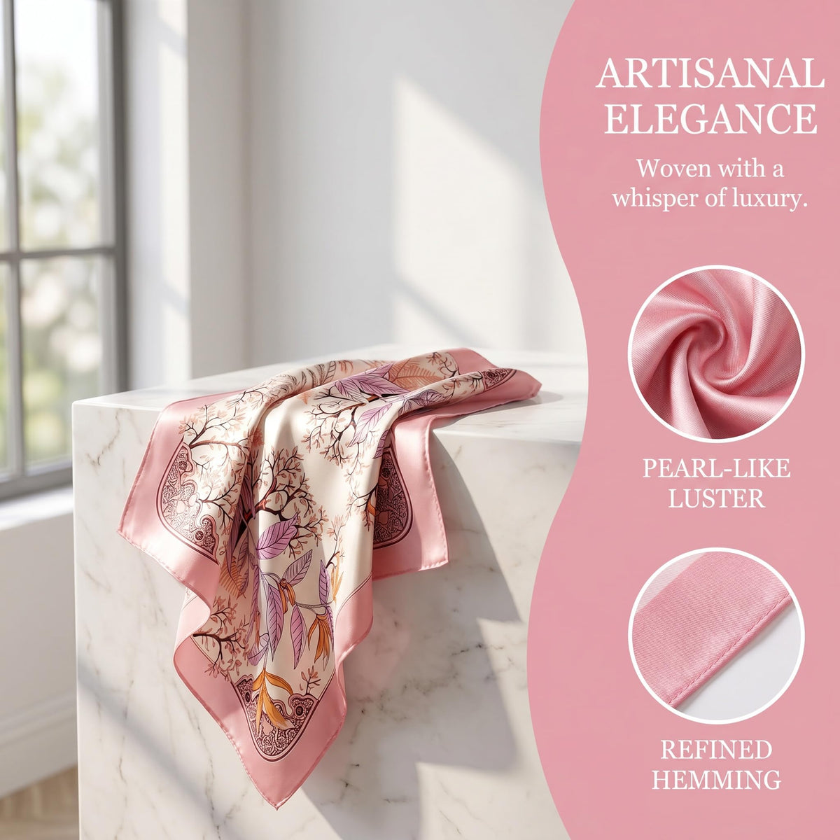 FVALIRD 2-Pack Pink Square Scarves for Women, 70x70cm Stylish Bandana and Head Scarf for Neck Decoration and Outfit Accessories