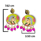 Mornny Traditional Rajasthani Dangle Earrings, Pink Beaded, Handcrafted Fashion Jewellery for Women (Green)