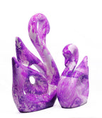 Lucky Love Swan Couple Glossy Piano Finish Polyresin Figures for Home Decor, Living Room - Marble Purple (Set of 2 Pc, Large)