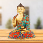 ARTVARKO Brass Buddha Showpiece Statue for Home Decor Living Room Office Desk Garden Table Decoration and Gifts 12 Inches