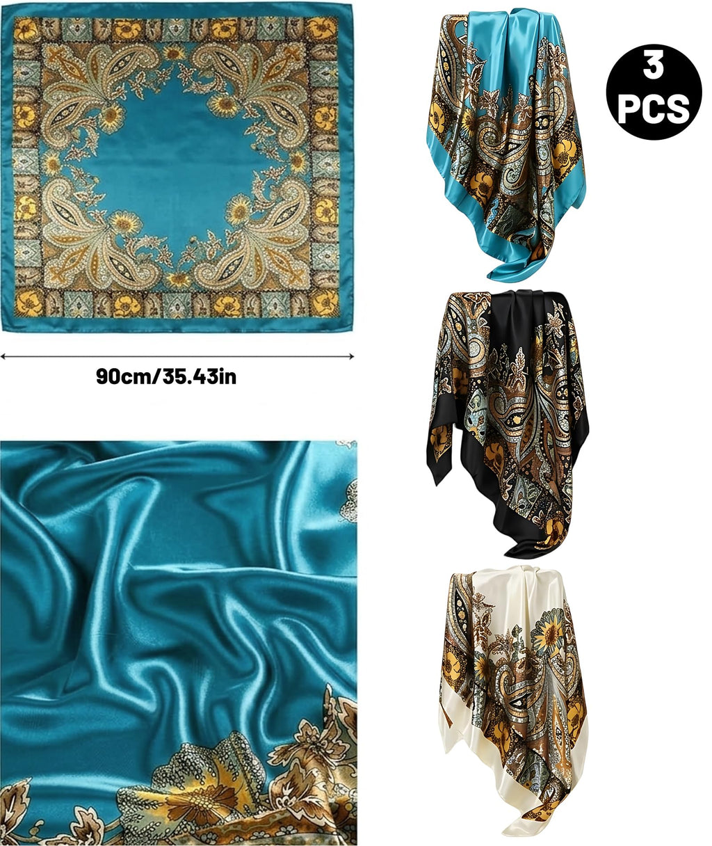 ELESUNCDOU 3-Piece Scarf for Women Stylish, Set of Bandana Scarves and Head Scarves, Versatile Accessory for Daily Fashion and Outdoor Activities, Elegant Hair Protection and Style Enhancement