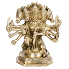 ARTVARKO Brass Panchmukhi Sitting Bajrangbali Lord Hanuman Idol for Spiritual Protection Statue for Home Office Decor Gift Height 7 Inches