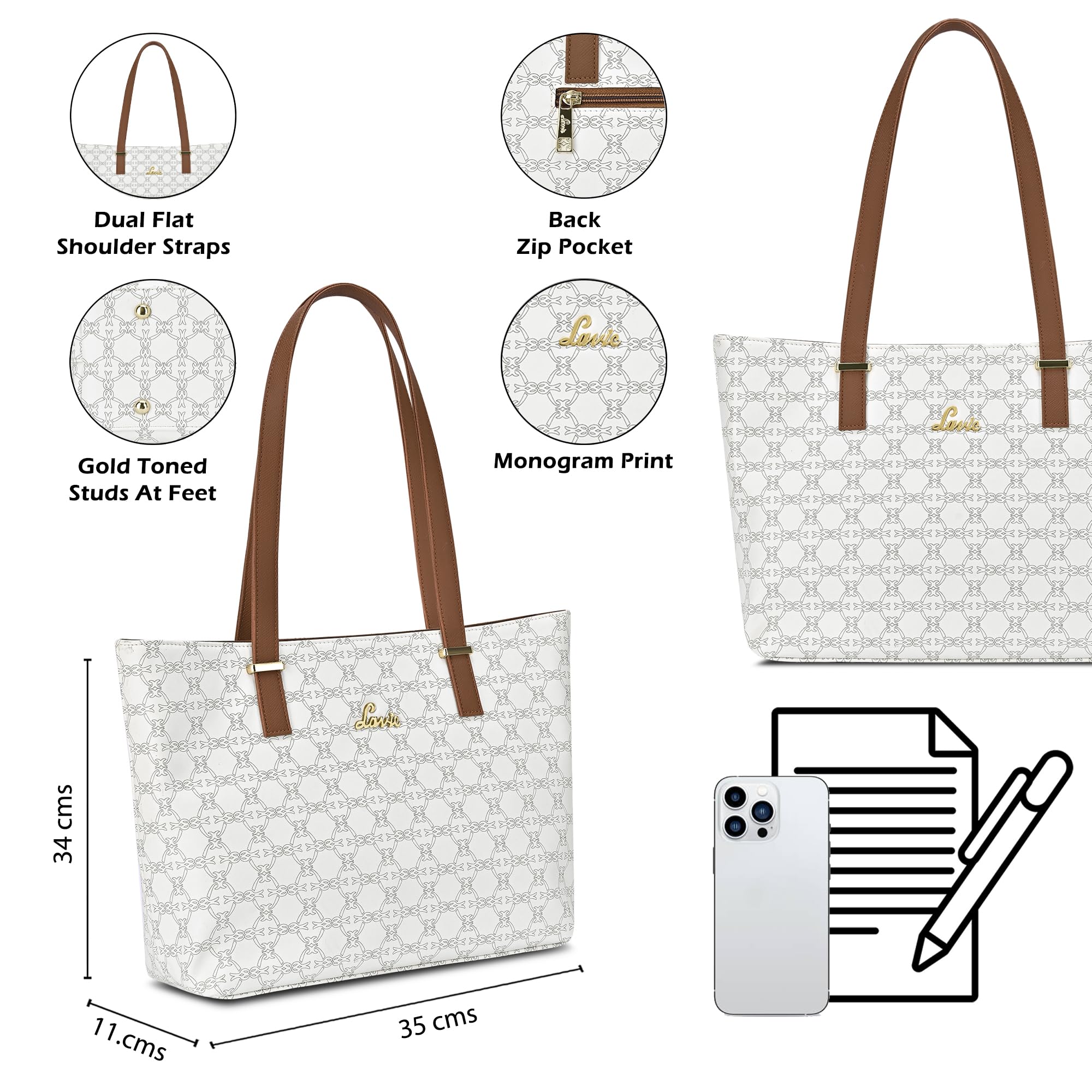 Lavie Women's Mabel Solid Tote Handbag for Women | Tote Bag For Work | Ladies purse | Stylish Shoulder Bag | Gift For Ladies