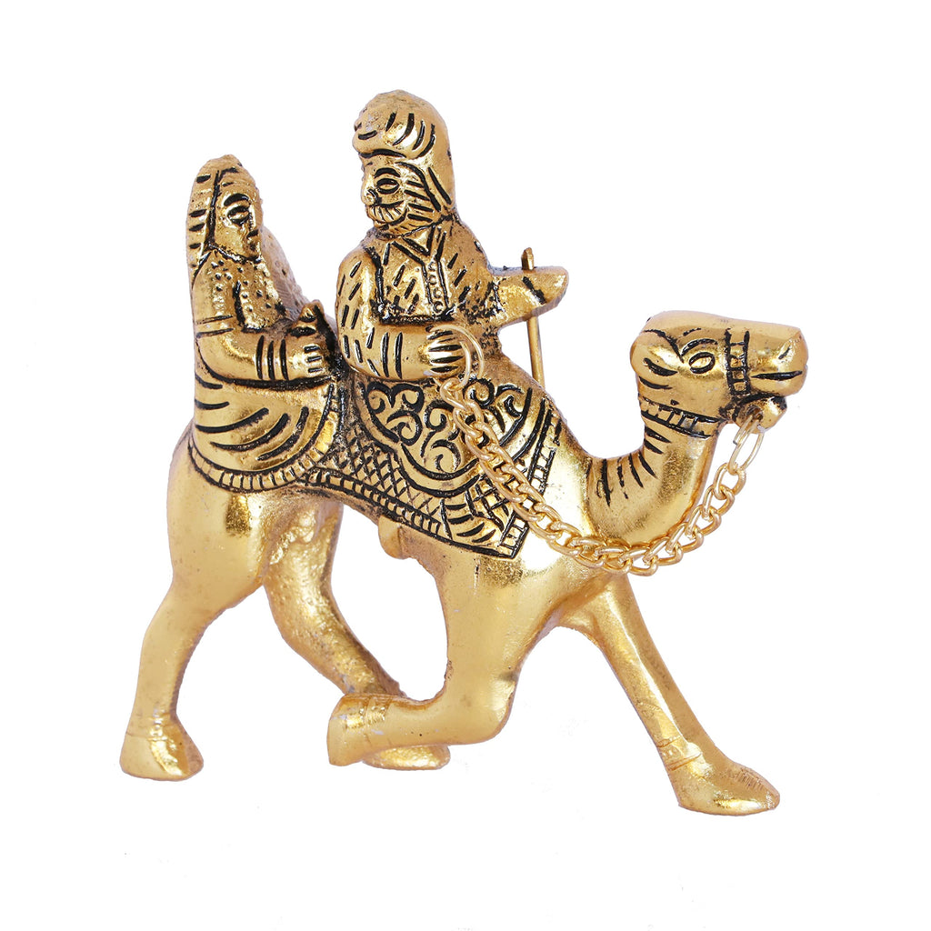 KridayKraft Rajasthani Couple Cultural Statue Sitting on Camel for Home Decoration showpiece Idol Dhola Maru - Romantic Couple of Rajasthan