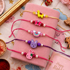 CraftVatika Rakhi for Kids Rakhi Set of 5 for Brother Sister Boys Girls Kids, Rakhis for Rakshabandhan, Designer Thread Raki for Toddlers Children, Rakshabandhan Combo with Best Wishes Card & Tillak