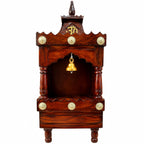 CraftVeda Premium MDF Wooden Pooja Mandir for Home & Office | Wall Mounted Devghar Temple with LED Spot Light | Space-Saving, Durable Pooja Unit (Brown Finish, 13x6x7 Inches)