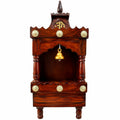 Panchmukhi Premium MDF Wooden Pooja Mandir for Home & Office | Wall Mounted Devghar Temple with LED Spot Light | Space-Saving & Durable Pooja Unit | Brown Finish, 13x6x7 Inches