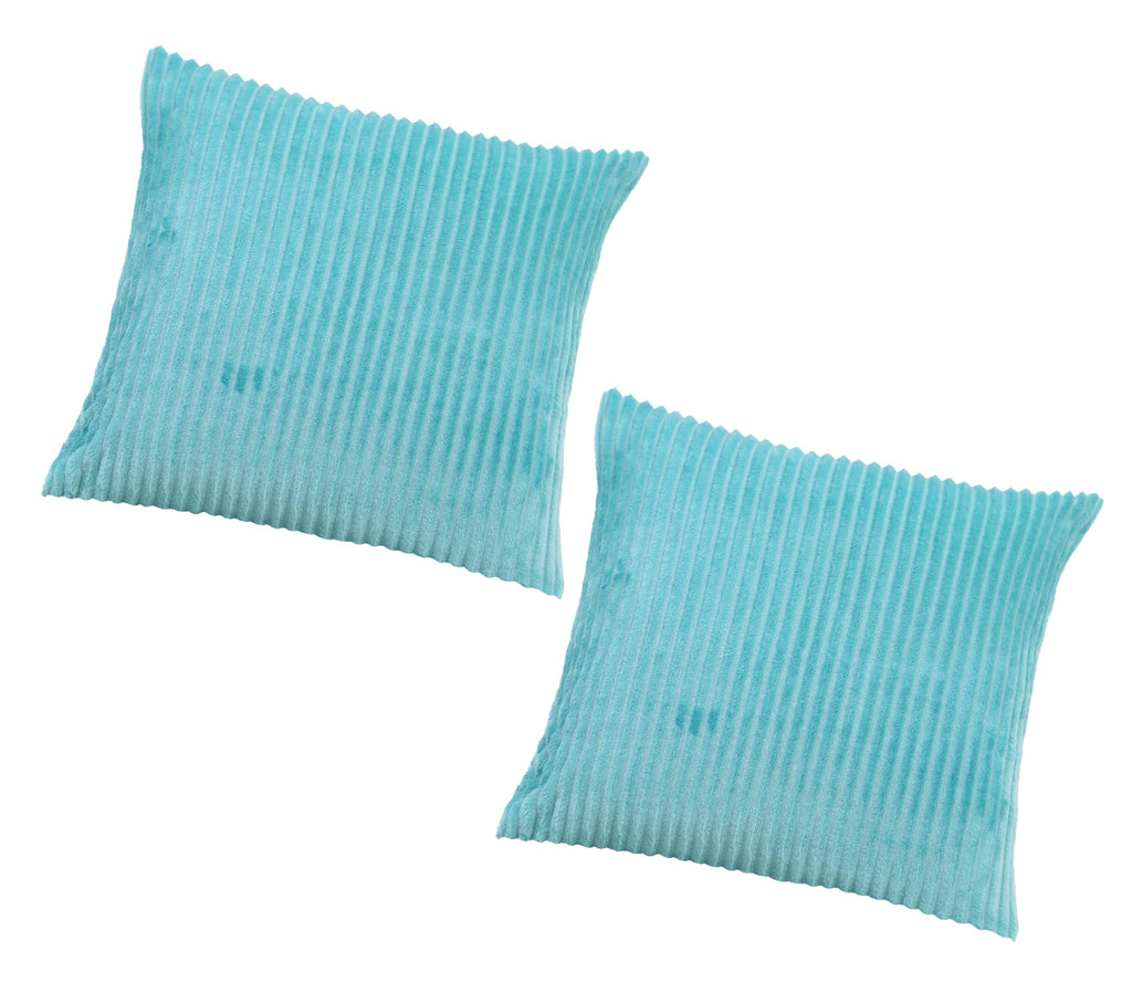 RD TREND® Cushion Cover Set of 2, Decorative Sofa Living Room Home Square Cushion Covers 24 Inch x 24 Inch, Aesthetic Corduroy Striped Double Sided (Aqua)