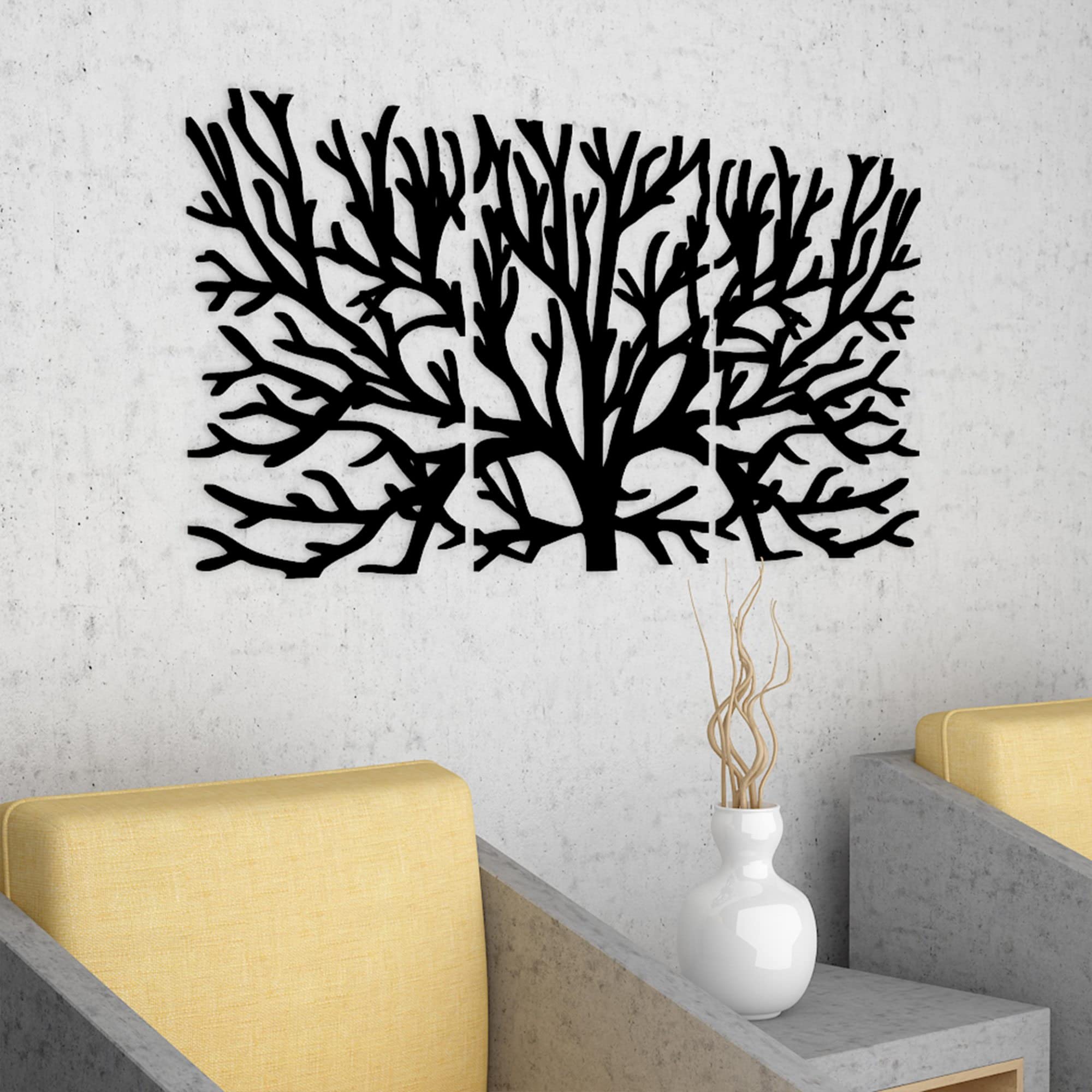 VIBECRAFTS Black Color Tree Branches MDF Wooden Wall Hanger for Home Decor|Office|Gift (WHVC1Pcs1_50020)