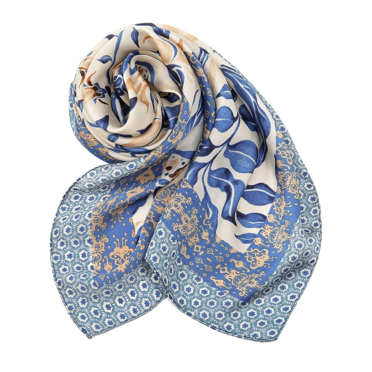 Ahamo Silk Blend Square Scarf for Women 70x70cm | Stylish Paisley Print Bandana Headscarf | Satin Hair Accessory for Daily Use/Wedding/Office
