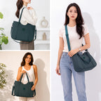 12o12 Women's Large Tote Bag for Office, Travel, Shopping, Daily Use | Shoulder Handbag, Gift for Girls, Stylish Ladies Purse | Fits Upto 15.6 Laptop, A4 Files etc. (Bottle Green)