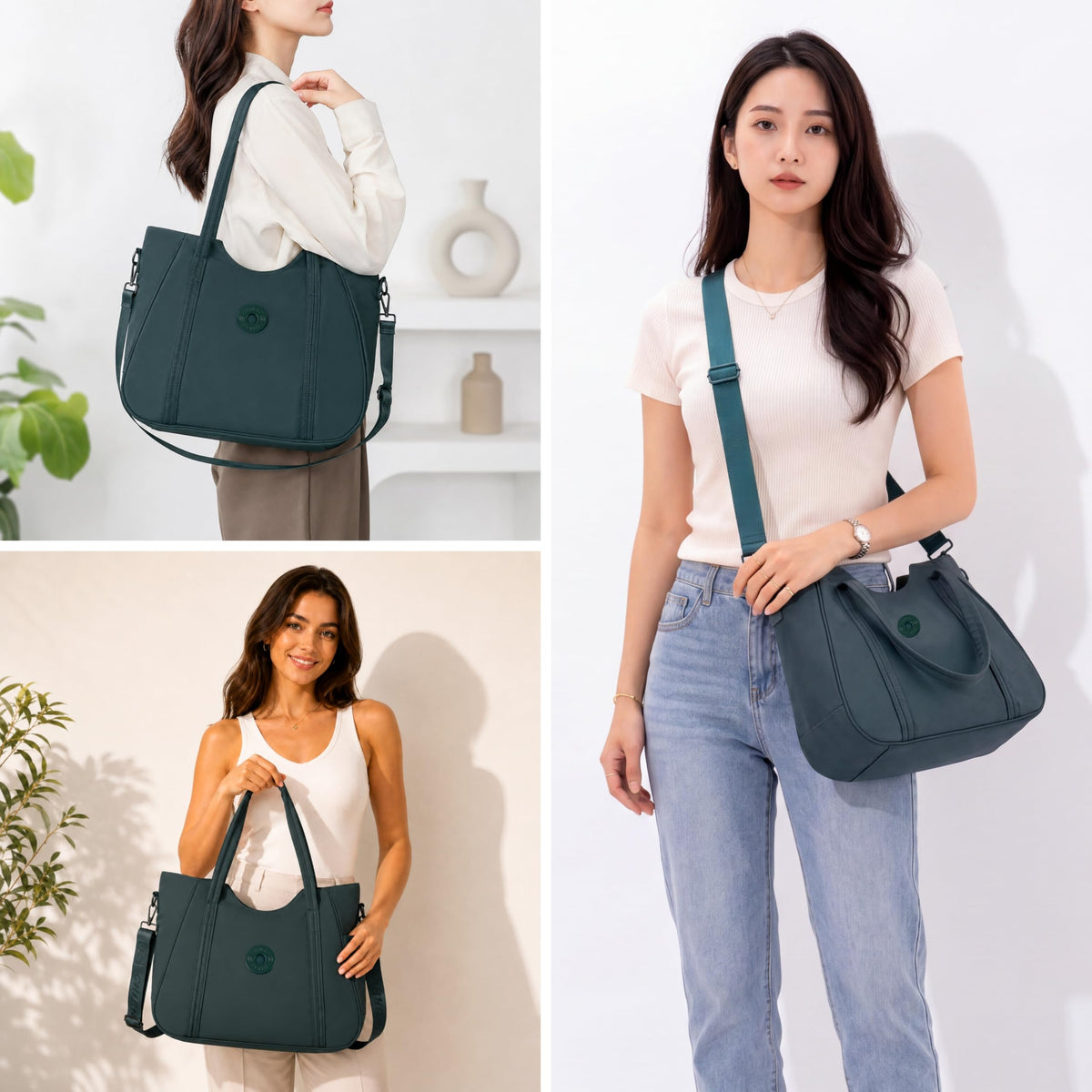 12o12 Women's Large Tote Bag for Office, Travel, Shopping, Daily Use | Shoulder Handbag, Gift for Girls, Stylish Ladies Purse | Fits Upto 15.6 Laptop, A4 Files etc. (Bottle Green)