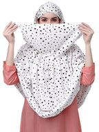 7 season's Cotton Long Scarf Cum Mask Universal Size Usable For Vehicle Driver For Sunlight UV Protection White Printed Design For Girl & Women (Long Black Star), Female
