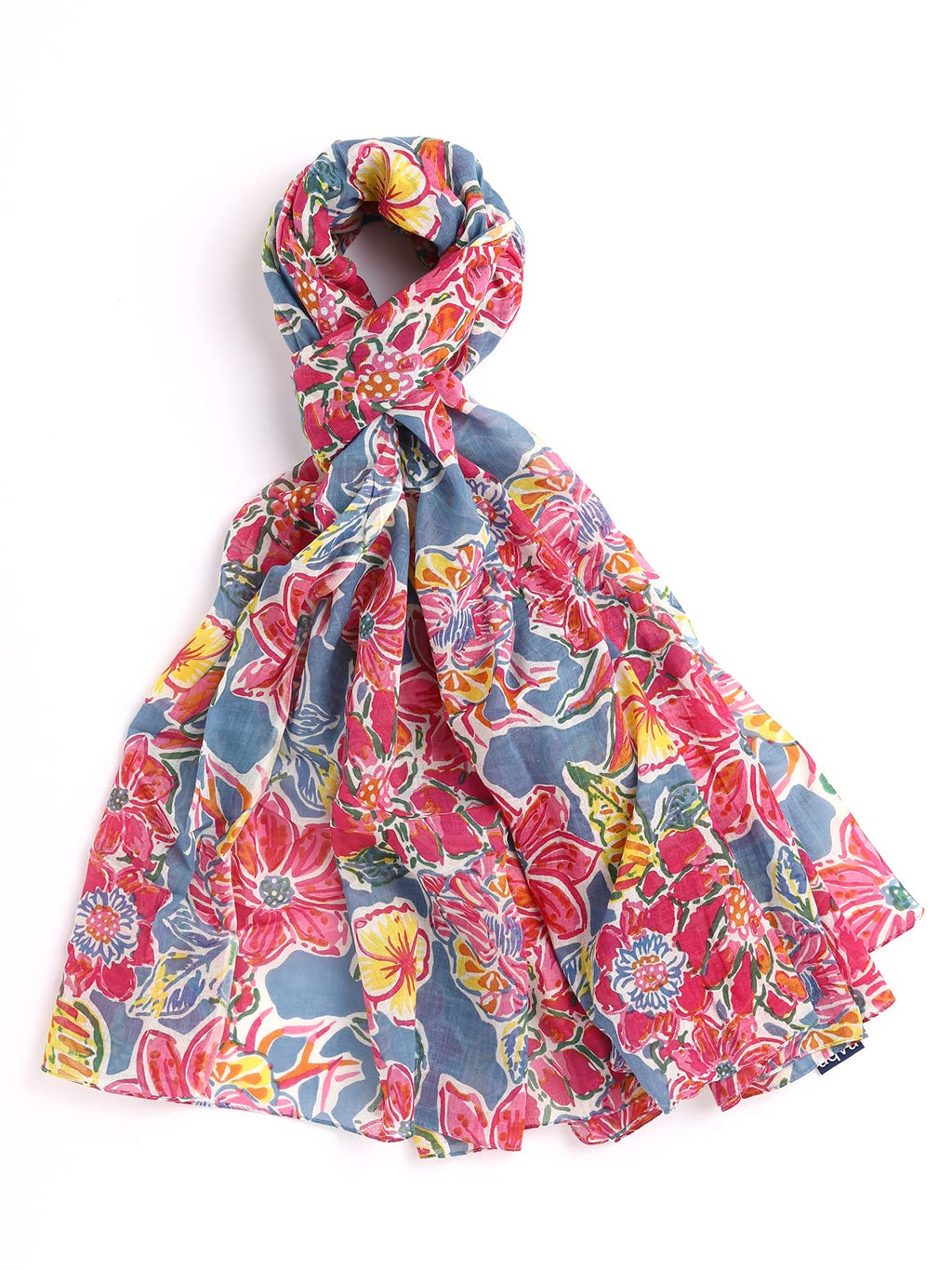 AQVA Printed Cotton Scarf for Women Stylish (Guldasta Pewter) | Head and Face Cover Scarf for Girls with 100% Cotton | Soft & Lightweight Scarves/Stoles for all Weather (72 x 43 in)
