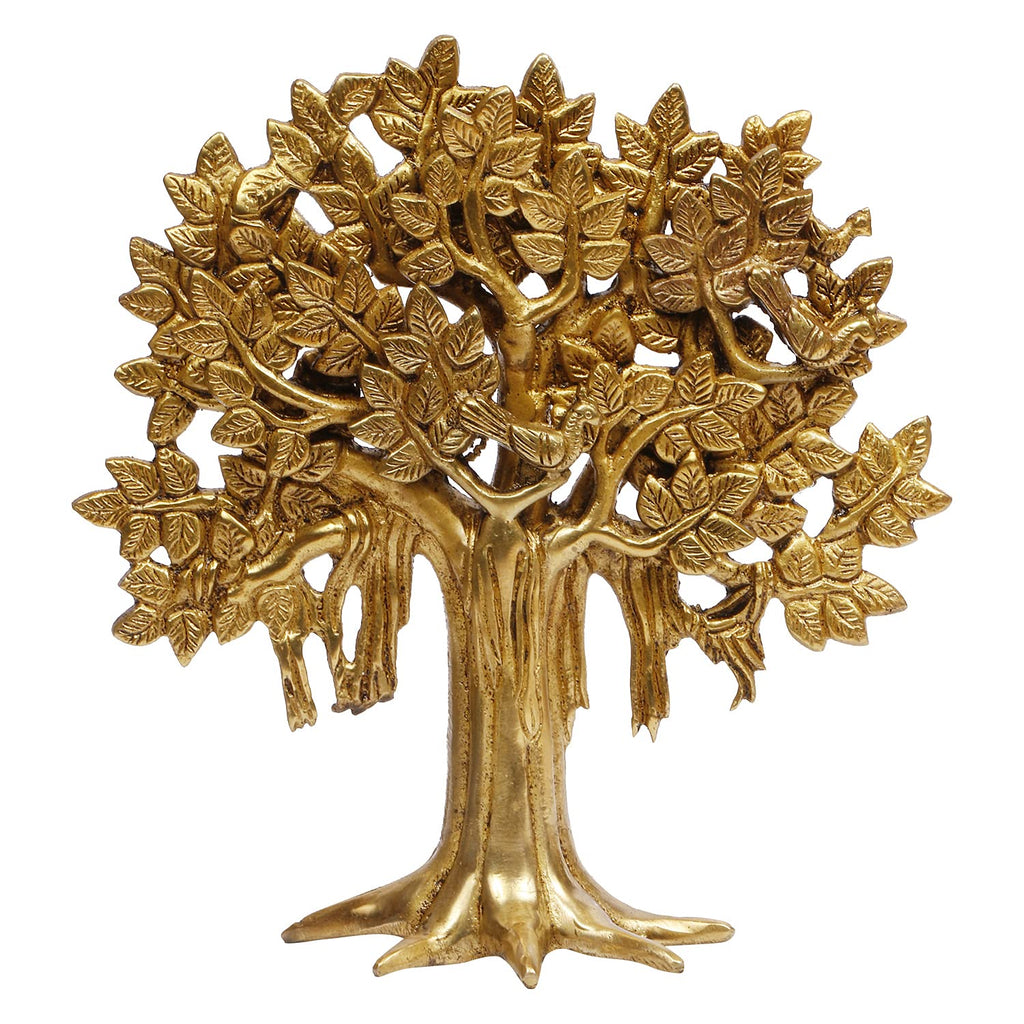 ARTVARKO Brass Kalpavriksha Tree Wall Hanging | Table Decor Tree of Life Sucess Birds Sitting on Tree's Branch Showpiec for Home Office Gift 9.5 Inch