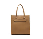 HIE Elena Casual Tote – All-Purpose Vegan Leather Bag for Women, Spacious Front Pocket, Metal Zip Closure, Gold Hardware, Key Hanger, Back Pocket, Perfect for Office & Work.