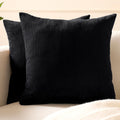 Encasa XO Corduroy Cushion Covers, No Inserts, Set of 2, Black