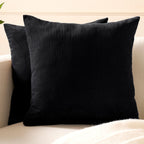 Encasa XO Corduroy Cushion Covers, No Inserts, Set of 2, Black
