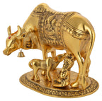 RCI Handicrafts Aluminum metal Kamdhenu Cow And Calf with Krishna Spiritual Showpiece (Standard, 20 x 14 x 18 cm, Gold)