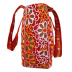 Craft Trade Women's Cotton Tote Bag with Zip 46x30x12 Cm Embroidered Shopping Bag Elephant Design - Red