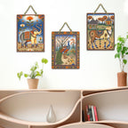 Artvibes Nature Theme Wall Art Decorative Wall Art MDF Wooden Wall Hanger for Living Room | Festive Decor Art | Wall Sculpture | Scenery | Aesthetic Wooden Decor | Ideal Gifts (WH_96132N), Set of 3