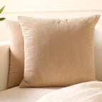 Encasa XO Corduroy Cushion Covers, No Inserts, Set of 2, Beige