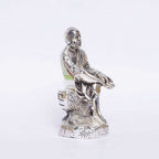Prince Home Decor & Gifts Silver Plated Sai Baba Sitting on Shila Oxidized Shirdi Sai Baba Metal Statue,Sai Baba Idol Murti Showpiece Gift.