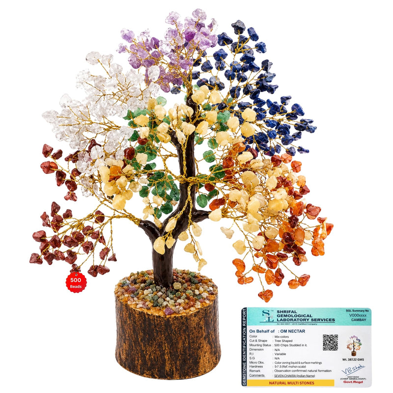 Vastu Items | 7 Chakra Crystal Tree | 500 Multistone Beads | Positive Energy Items for Home | Feng Shui Items for Good Luck | Spiritual Gifts for Mom, Dad, Men and Women