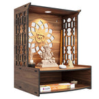 Rellon Industries Temple for Home, Mandir for Home for Pooja Mandir for Home Beautiful Wooden Temple for Home Pooja Stand for Home and Office with LED Spot Light mandir (A3)