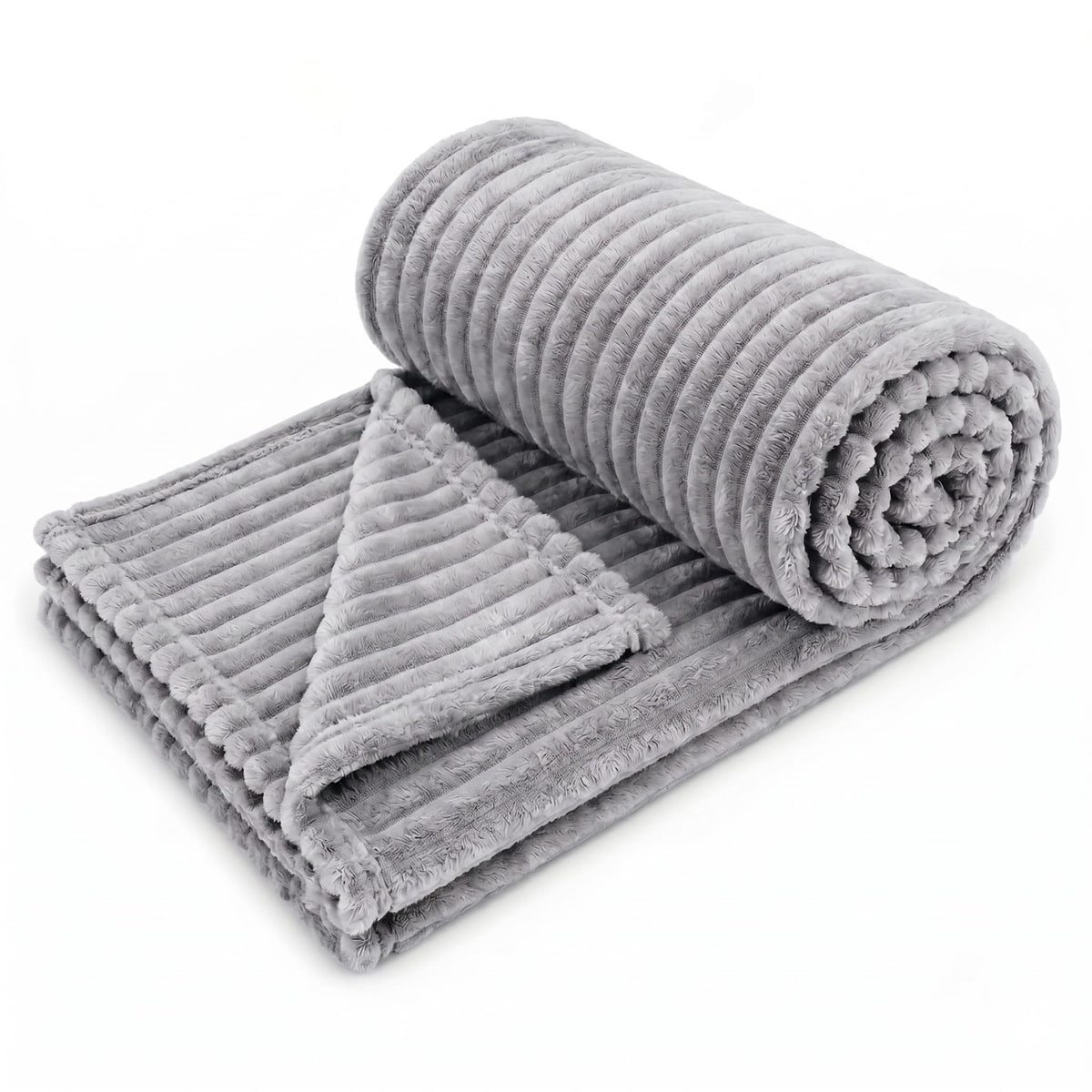 CB HOME Super-Soft All Season Fleece Double Blanket Cozy Comfort Fleece Blanket Ultra-Soft Fluffy & Warm, 90 X 90 Inches, Pencil Grey Kafalo