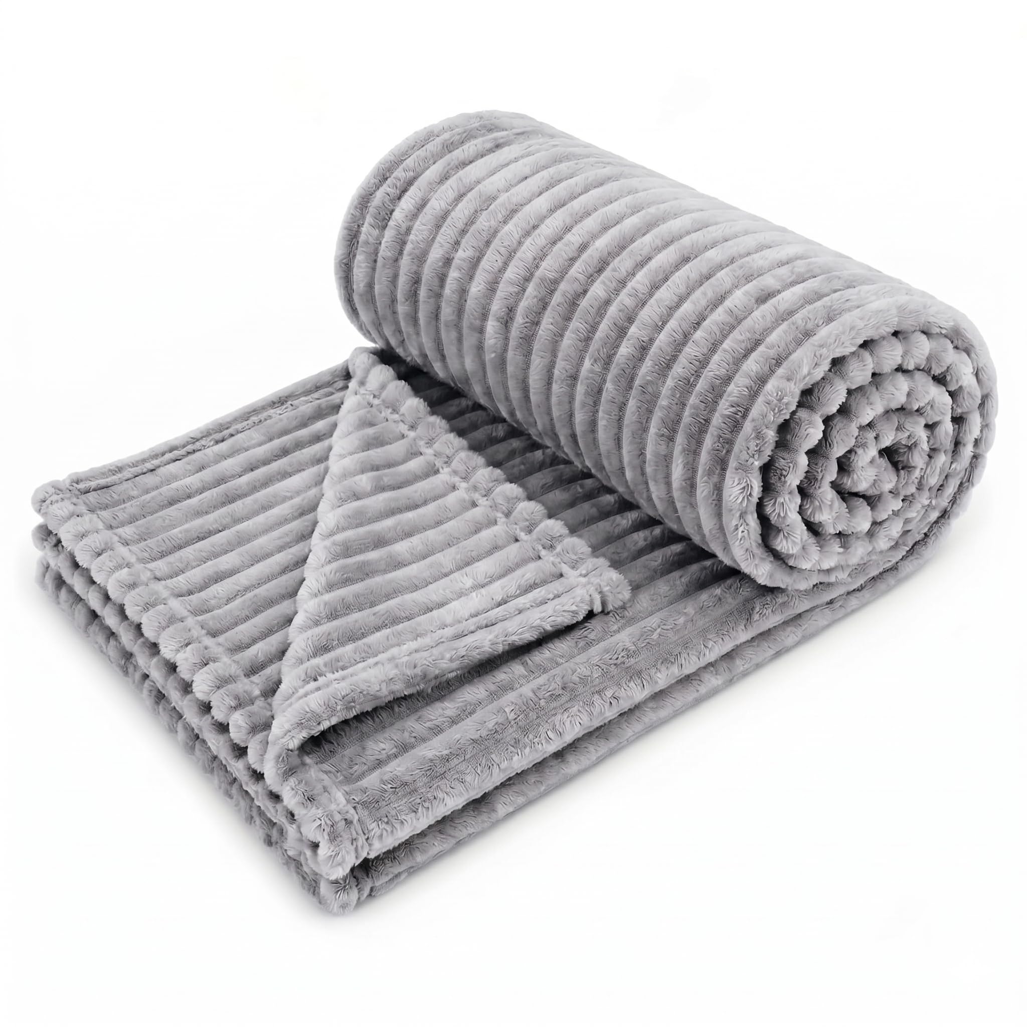 CB HOME Super-Soft All Season Fleece Single Blanket Cozy Comfort Fleece Blanket Ultra-Soft Fluffy & Warm, 60 X 90 Inches,Pencil Grey Kafalo