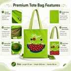 cantainoo Tote Bags | 300 GSM Canvas Tote Bag for Women | Tote Bags for Women | College, Shopping, Office & Everyday Carry Bag (Sweet Summer-Green, Medium Pack of 1)